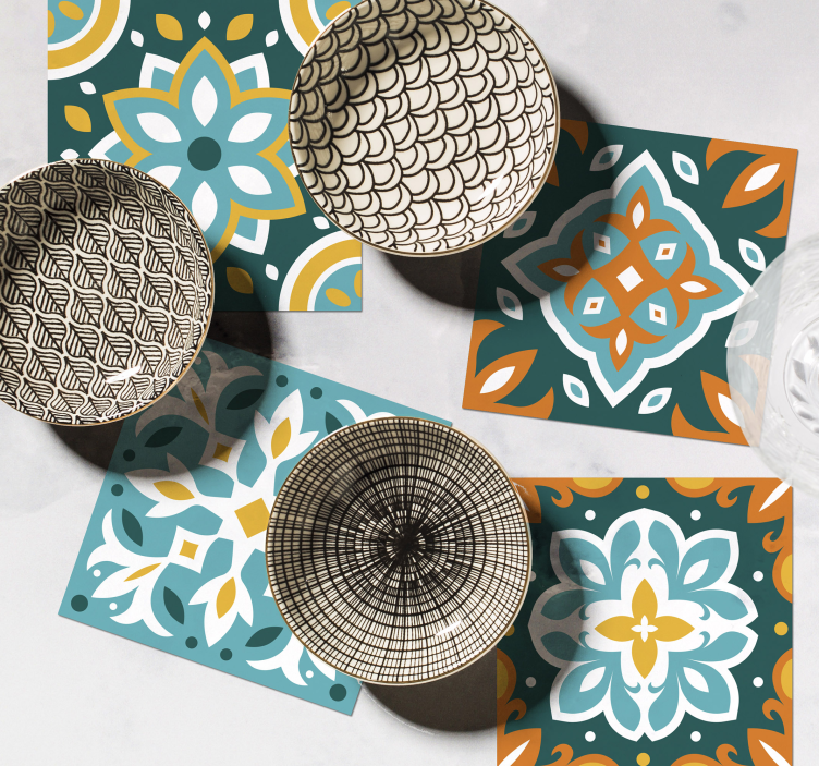 화려한 장식 타일 코스터 - TenStickers