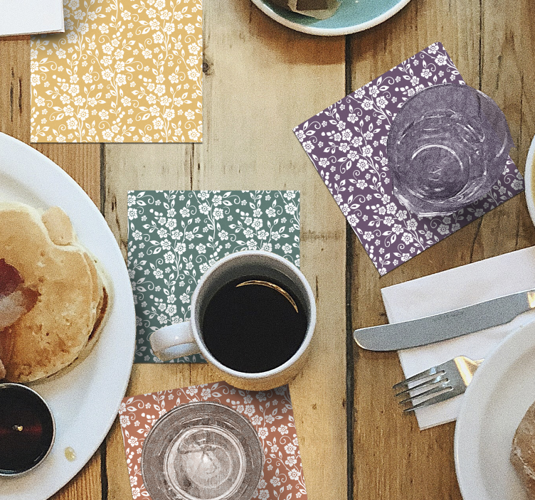 우아한 꽃 패턴 코스터 - TenStickers