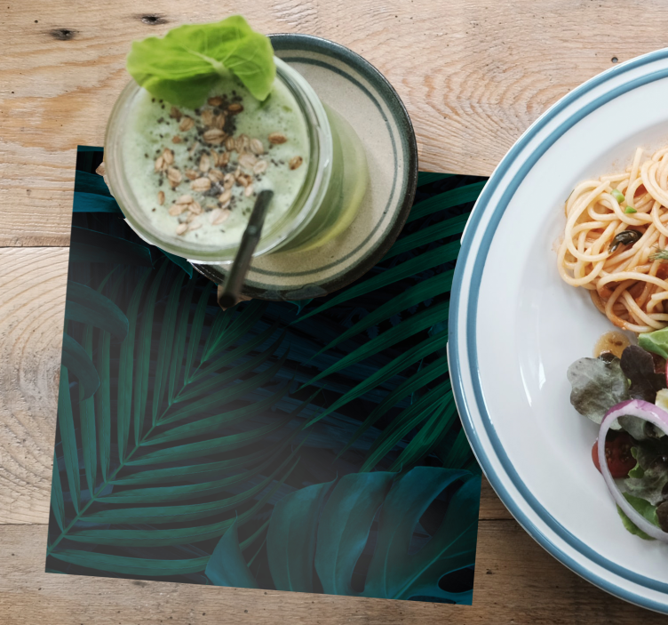 숲 잎과 식물 질감 코스터 - TenStickers