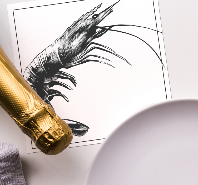 아름다운 손으로 그린 새우 생선 코스터 - TenStickers