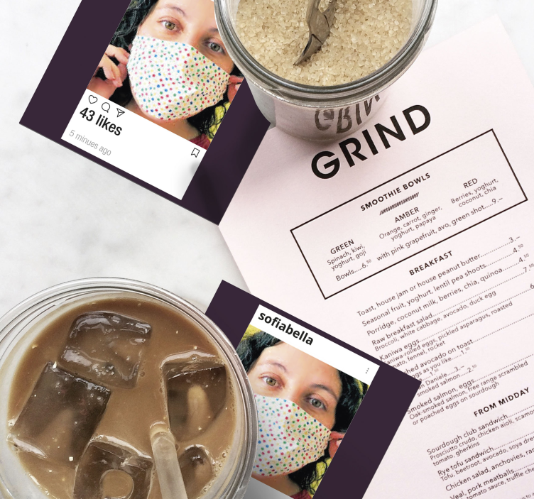 사진 및 텍스트 사용자 정의 코스터가있는 instagram - TenStickers