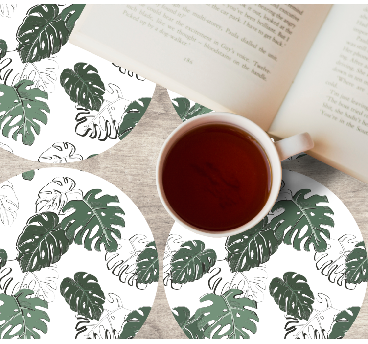 Monstera deliciosa 코너 더 많은 컵 받침 - TenStickers