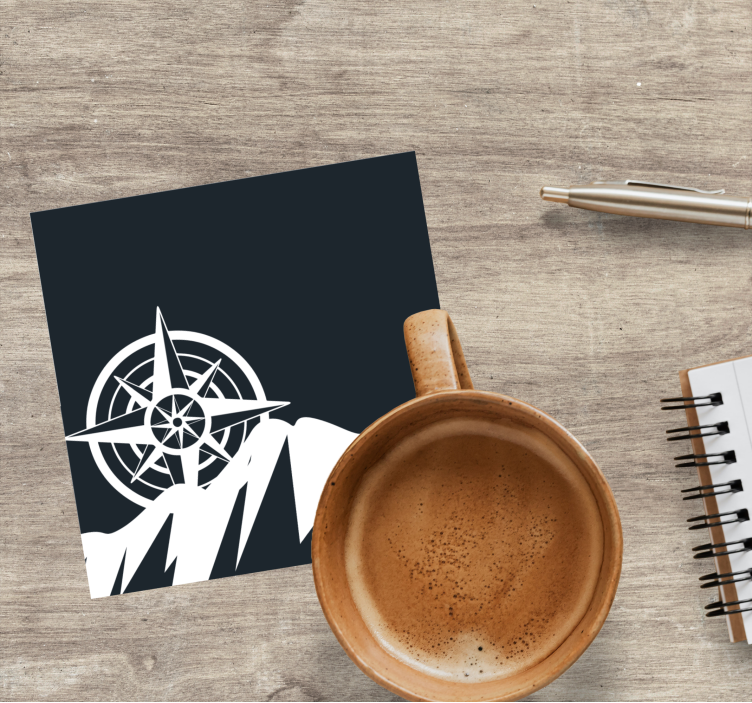 나침반이 있는 산들 현대식 코스터 - TenStickers