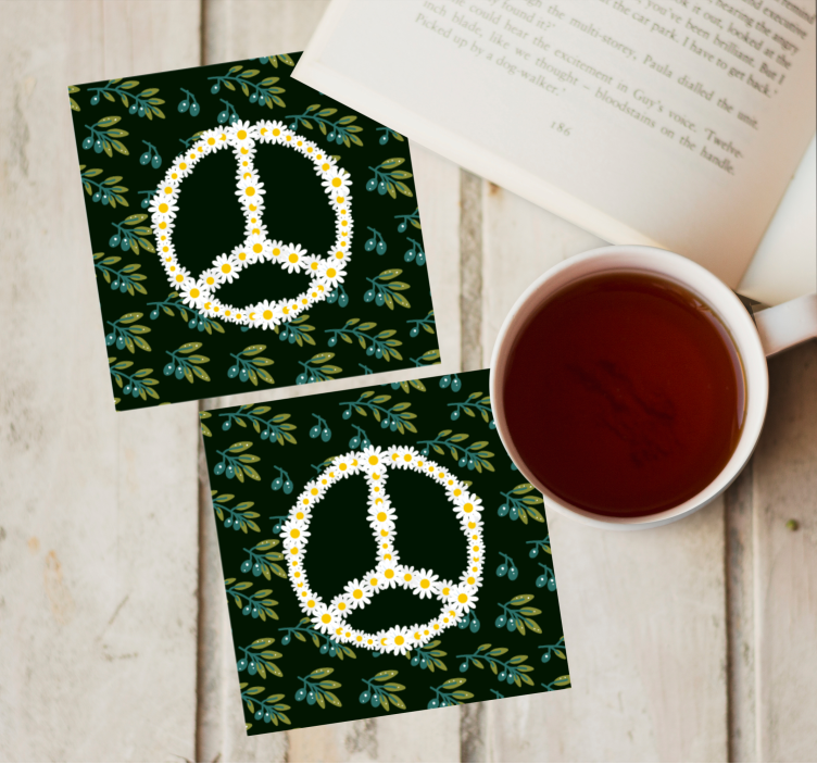 데이지 빈티지 코스터와 평화의 상징 - TenStickers