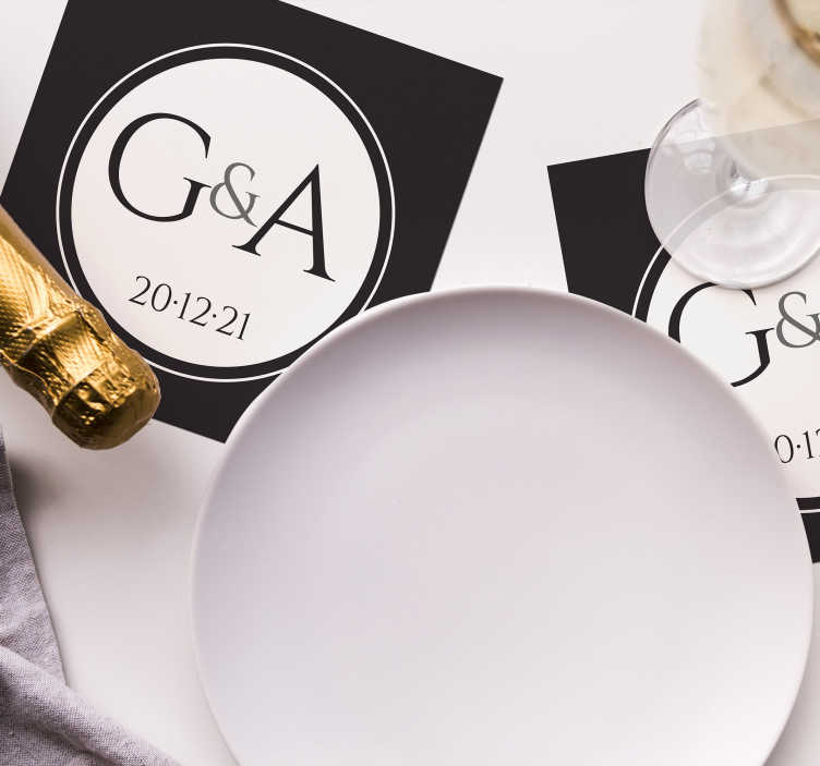 개인 클래식 웨딩 코스터 - TenStickers