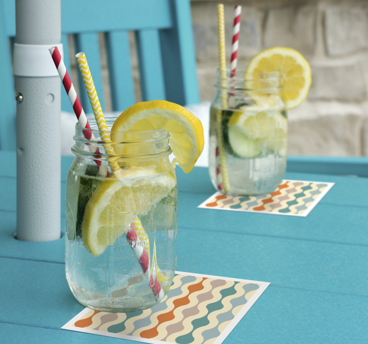 빈티지 포도 수확 후 물결무늬 다채로운 패턴 - TenStickers