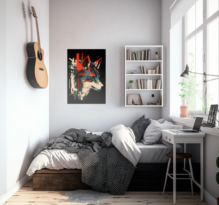 벽에 대한 추상 늑대 아트 포스터 - TenStickers