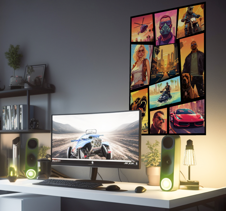 포스터 청소년 침실 텍스트 어드벤처와 액션 콜라주를 한국어로 번역하십시오.여기는 전설의 섬이다. 여기에는 많은 위험이 - TenStickers