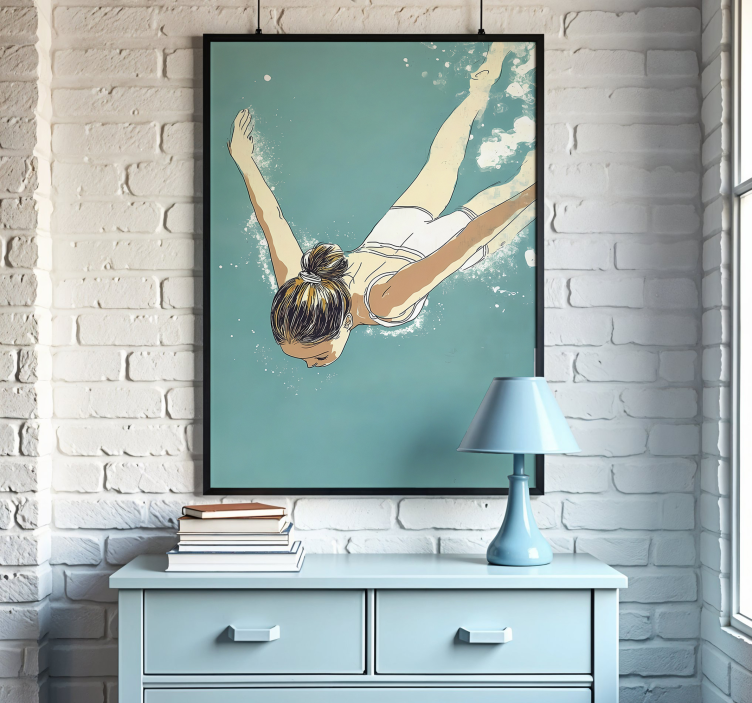 포스터 아트 드로잉 수영 선수 - TenStickers