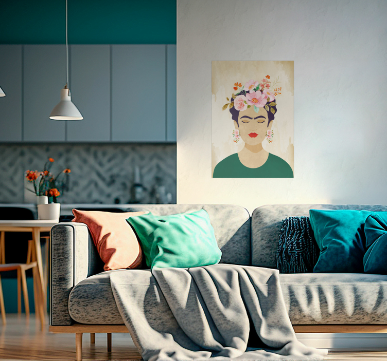 예술적 포스터 여자와 꽃 - TenStickers