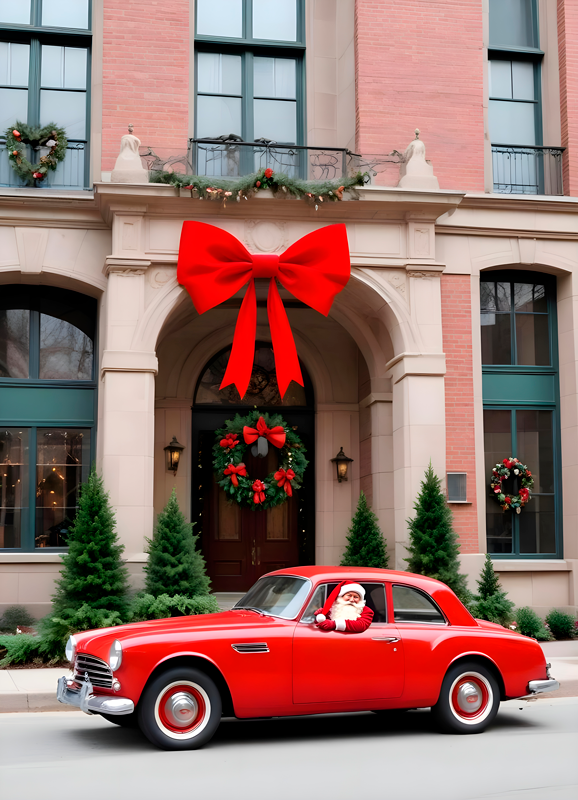 크리스마스 포스터 겨울의 자동차 - TenStickers