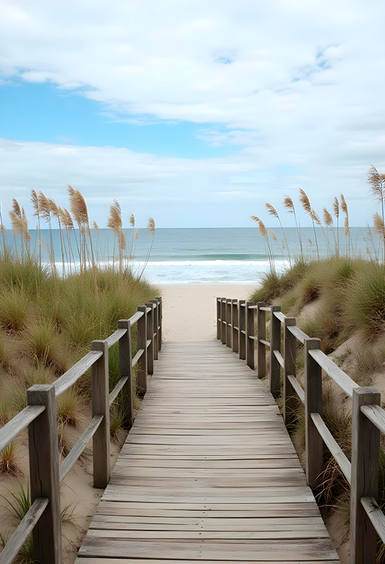 현실적인 사진 포스터 바람 부는 해변 - TenStickers