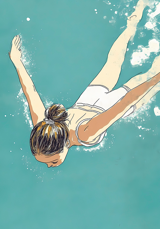 포스터 아트 드로잉 수영 선수 - TenStickers