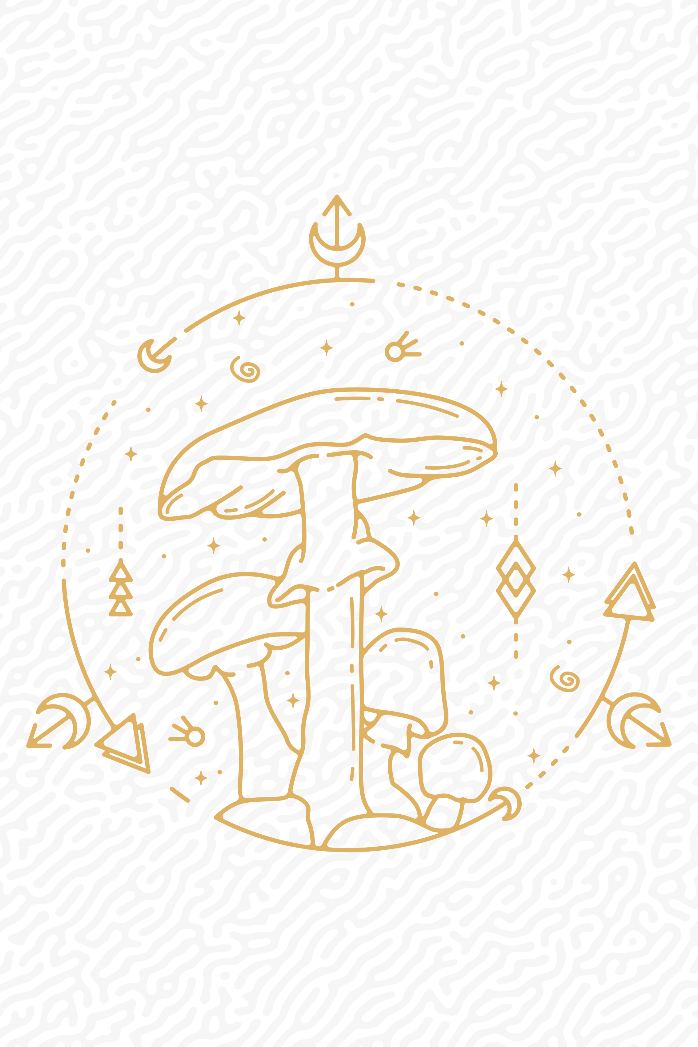 주방용 포스터 기하학적 버섯 모노라인 디자인 - TenStickers