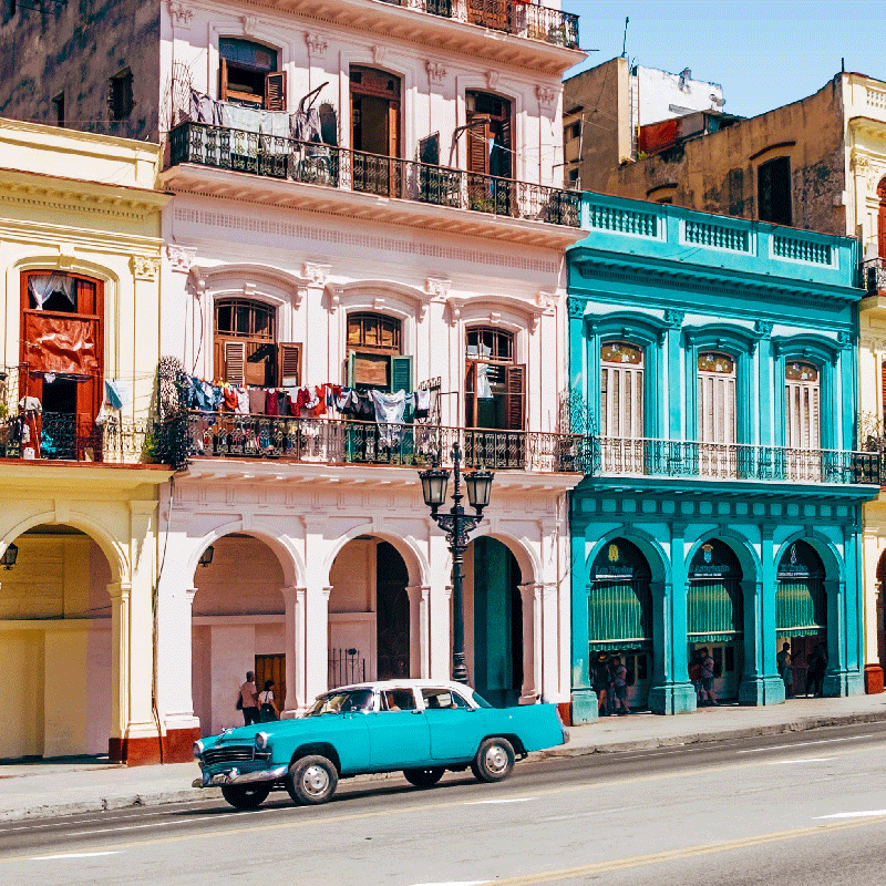 거실용 포스터 침실 블루 핑크 거리와 자동차 디자인 - TenStickers