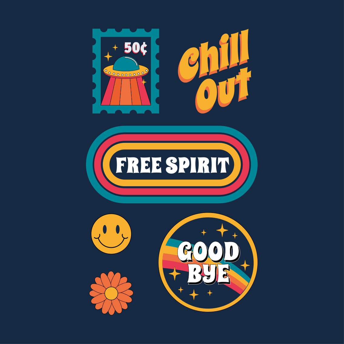 거실용 포스터 침실 70년대의 재미와 여유 - TenStickers