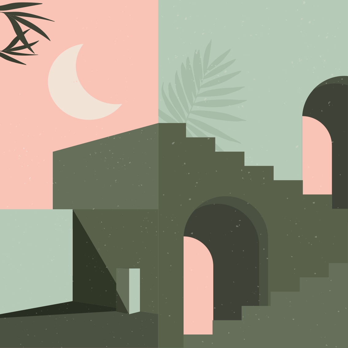 거실용 포스터 침실 핑크와 청록색 벽 예술 형태 - TenStickers