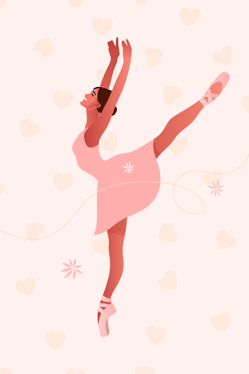 포스터 어린이 침실 발레리나와 하트 - TenStickers