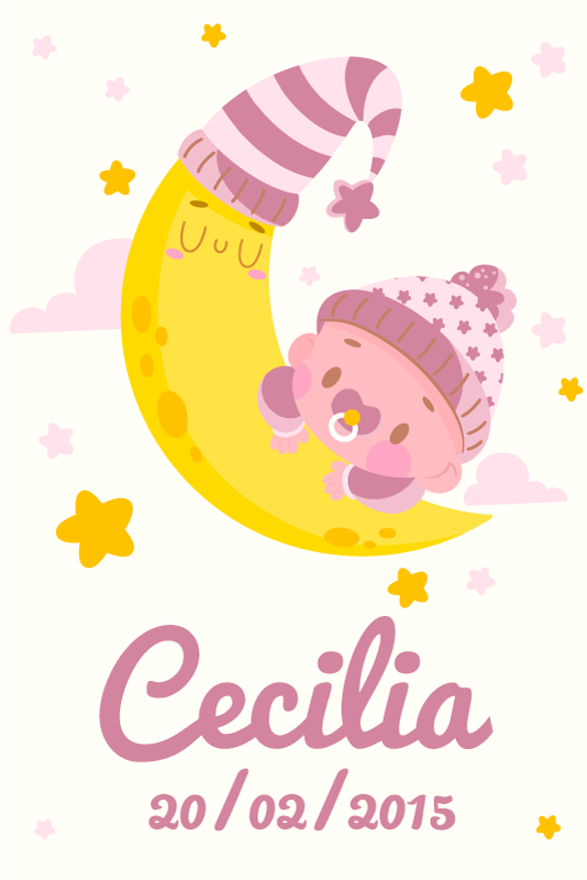 포스터 어린이 침실 아기 이름과 생일 포스터 - TenStickers