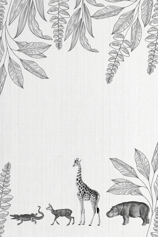 포스터 어린이 침실 사파리 동물과 나무 테두리 - TenStickers