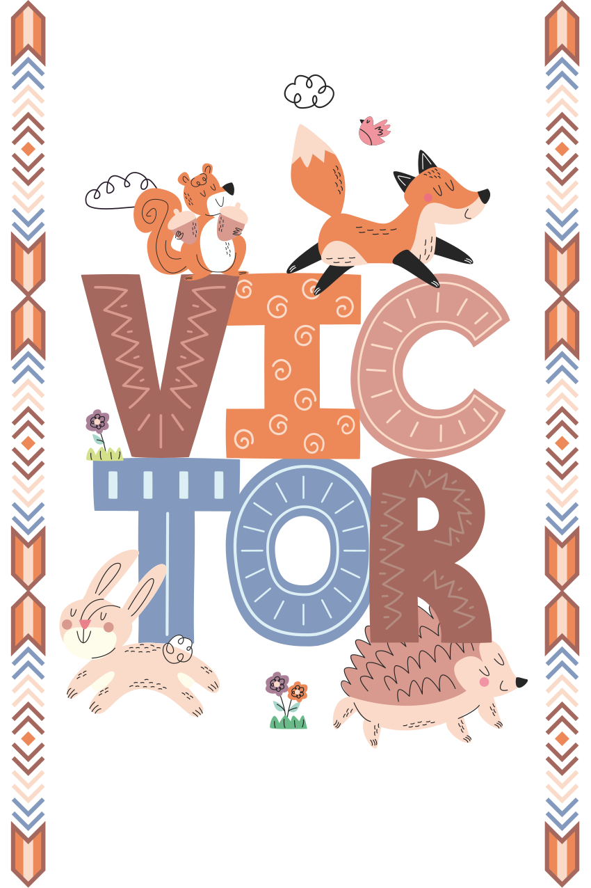 포스터 어린이 침실 숲속 동물 이름 포스터 - TenStickers