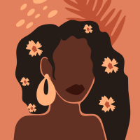 꽃이 있는 포스터 미적 추상 여성 - TenStickers