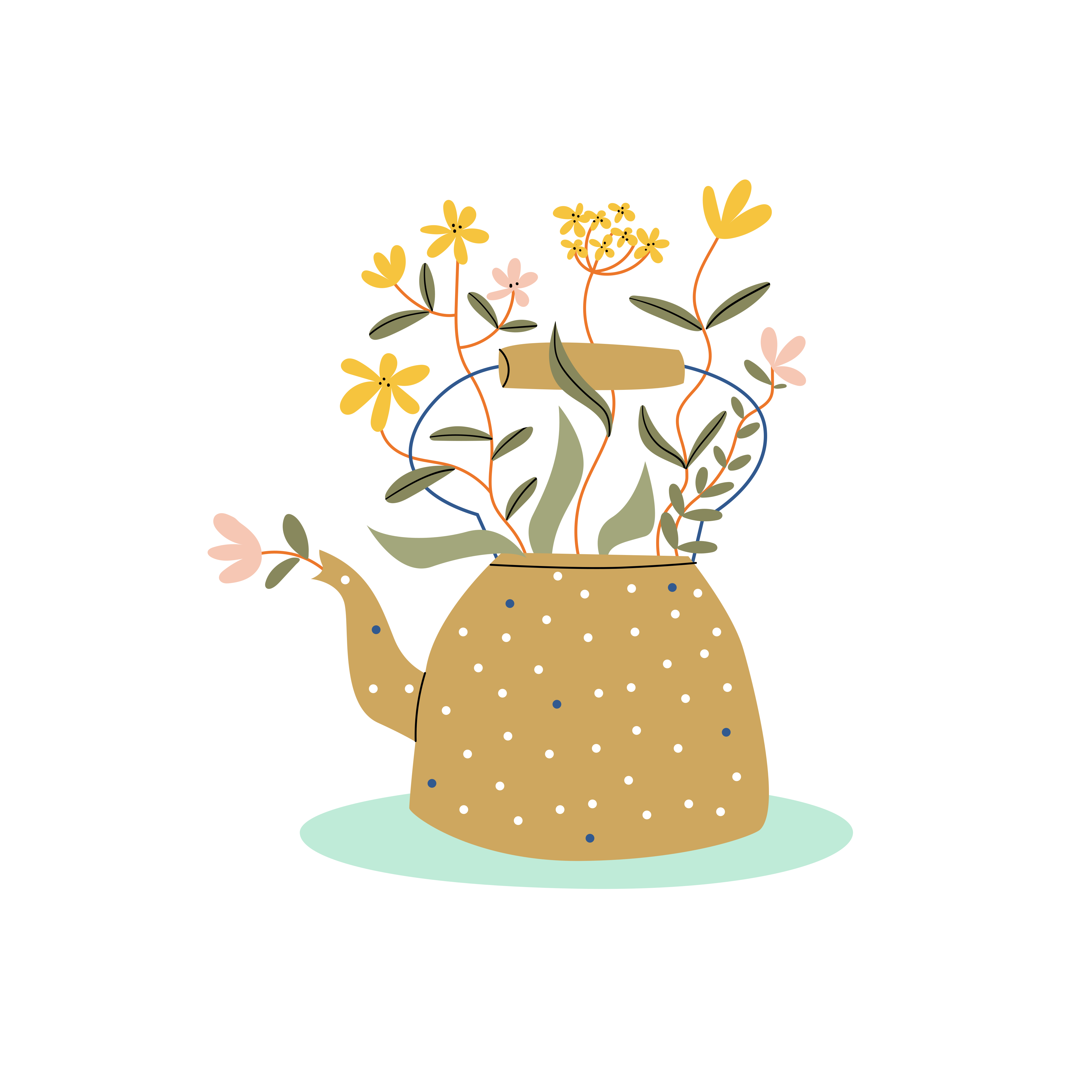 꽃이 있는 포스터 추상적인 물뿌리개 - TenStickers