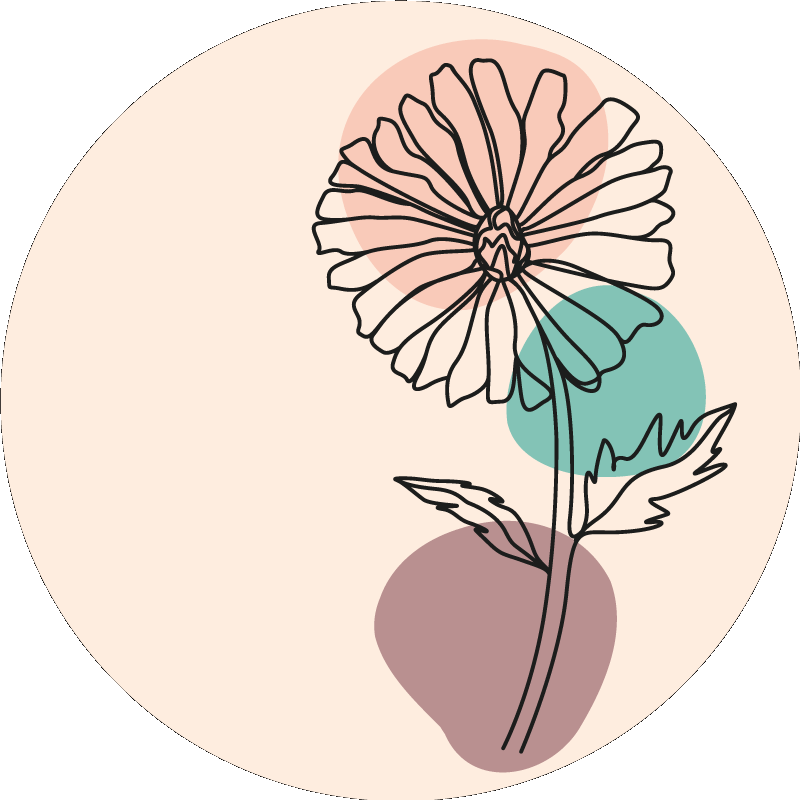 꽃과 식물이 있는 포스터 데이지 꽃 자연 선화 디자인 - TenStickers