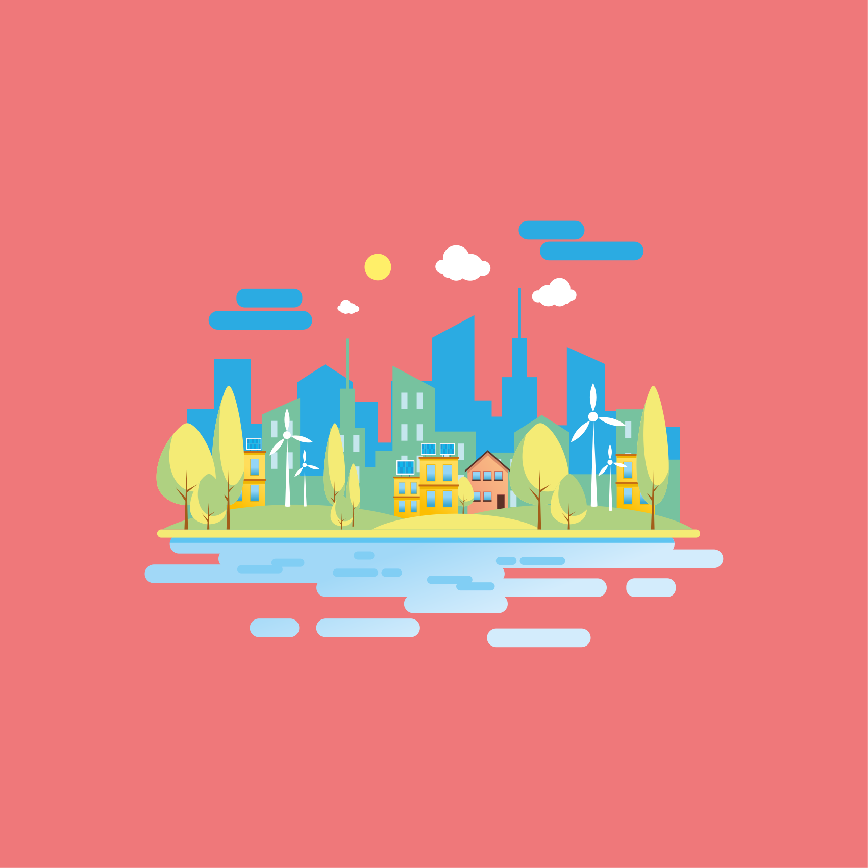 포스터 도시 및 국가 현대 도시 풍경 - TenStickers