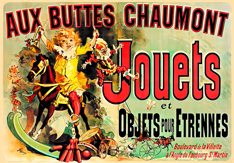 빈티지 포스터 aux buttes chaumont jouets - TenStickers