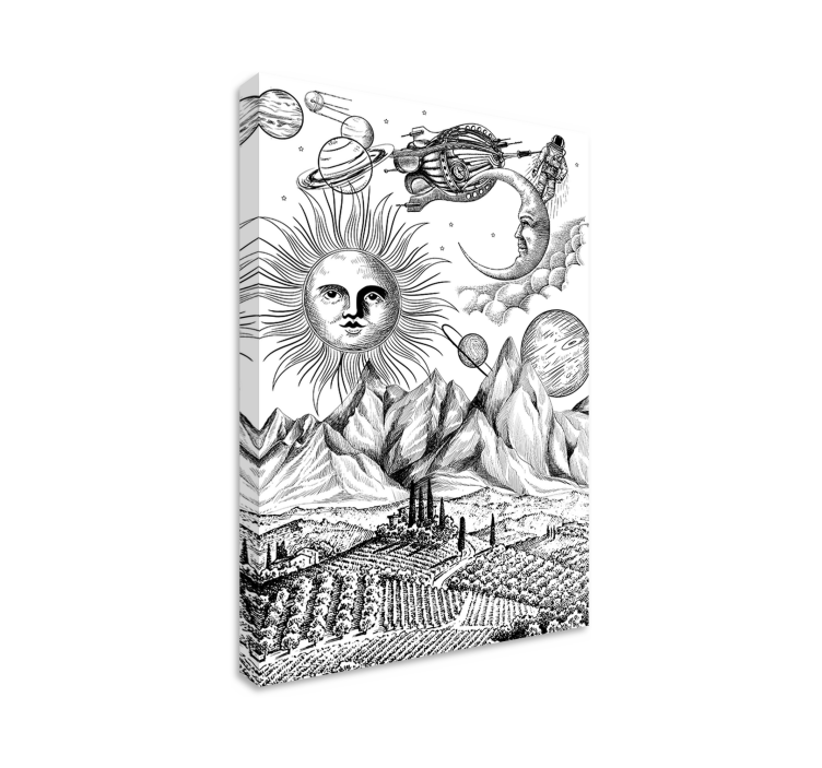 위대한 우주 콜라주 캔버스 아트 인쇄 - TenStickers