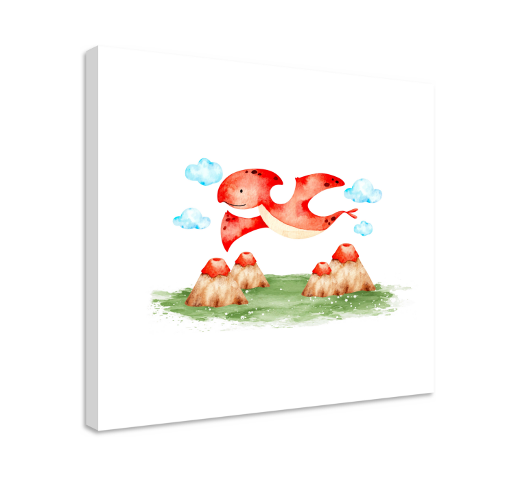 공룡이 있는 그림 날아다니는 빨간 생물 - TenStickers