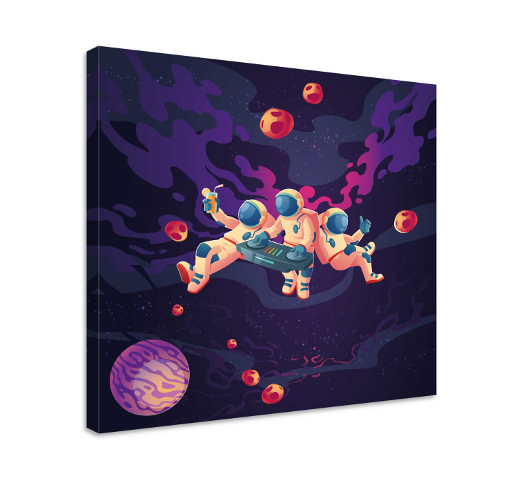 비디오 게임의 캔버스 인쇄 우주비행사들이 함께 노는 모습 - TenStickers