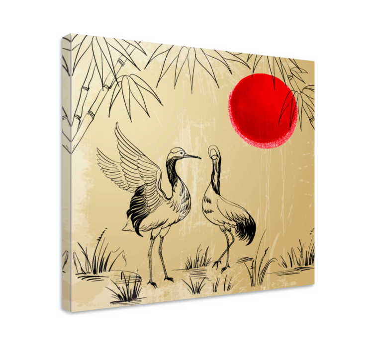 만다라 스타일 페인팅 학이와 태양 - TenStickers