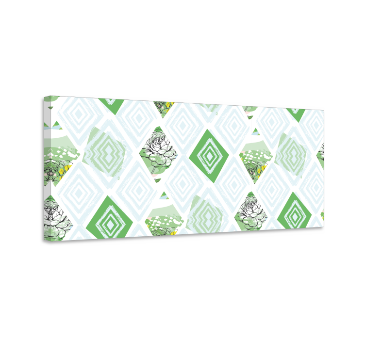 꽃과 식물이 있는 그림 기하학적 다육식물 패턴 - TenStickers