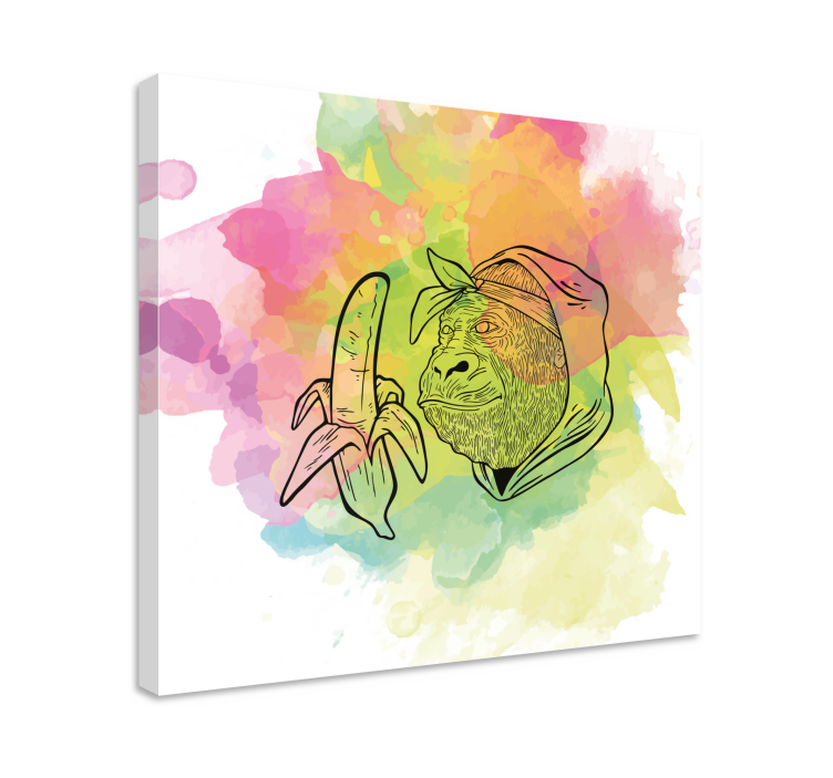 Abc 표와 문자 고릴라 바나나 들고 있기 - TenStickers