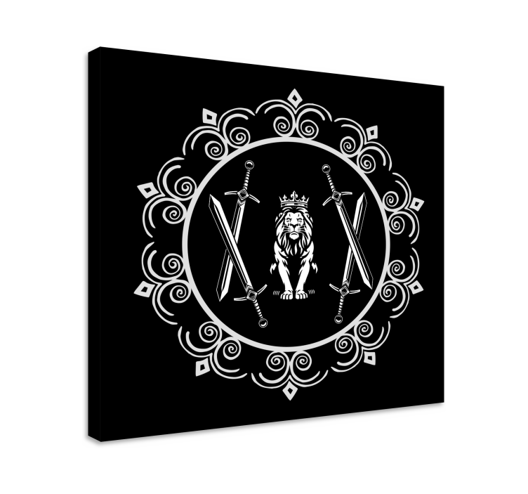 트리 페인팅 검을 든 사자 - TenStickers