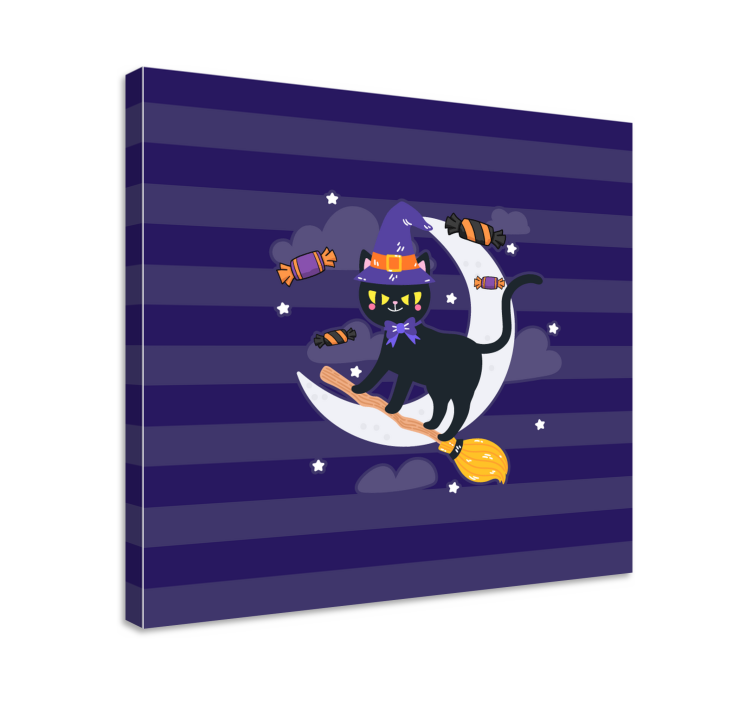 고양이가 있는 사진 검은 고양이 마녀 - TenStickers