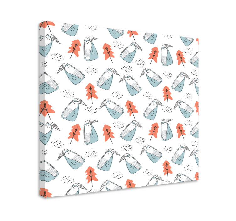 다른 꽃과 식물이 담긴 상자 귀여운 동물 패턴 - TenStickers