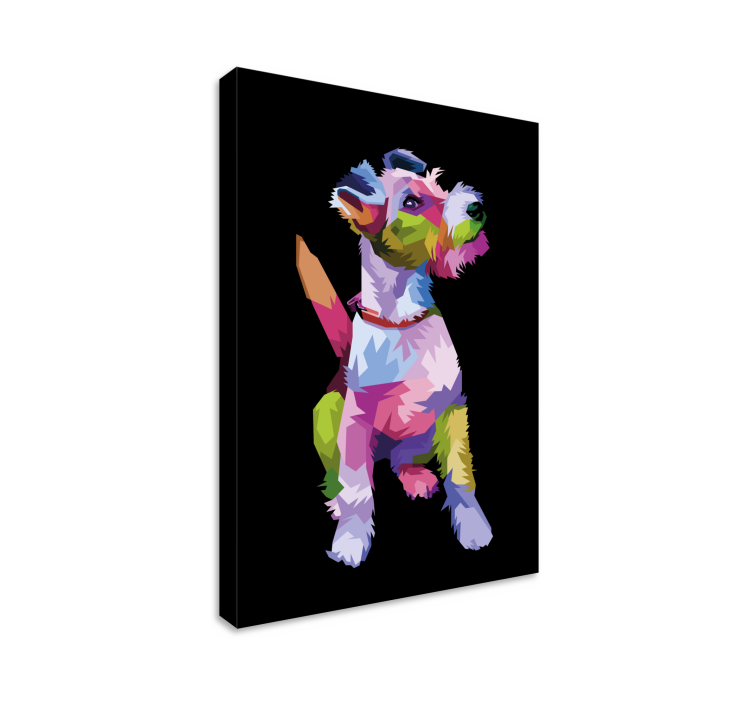 기하학적 동물 폭스 테리어 개 캔버스 프린트 - TenStickers