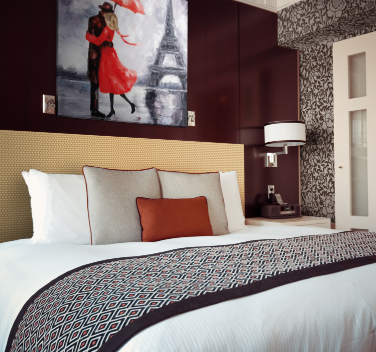 우아한 사진 로맨틱 파리 포옹 - TenStickers