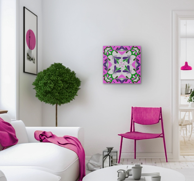 포도 수확 테이블 핑크 히드라주일 타일 - TenStickers