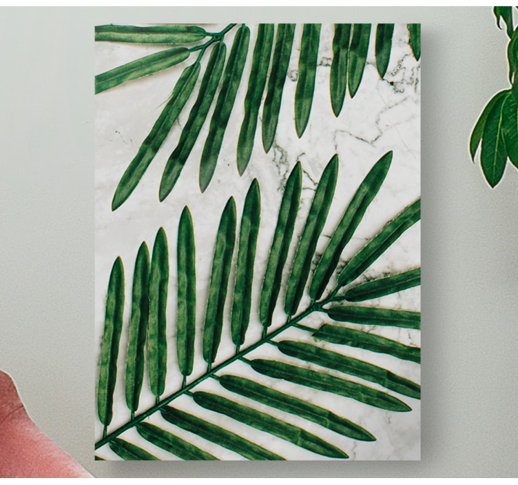 큰 종려 나무는 거실을위한 캔버스 그림을 떠난다 - TenStickers