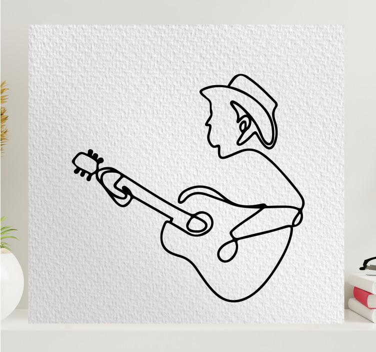 블랙 기타리스트 미니멀리스트 음악 캔버스 - TenStickers