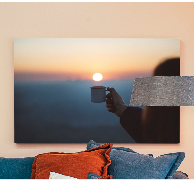 인물 및 수치 표 손에 든 머그컵 - TenStickers