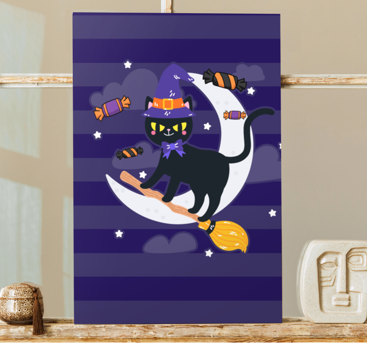 고양이가 있는 사진 검은 고양이 마녀 - TenStickers