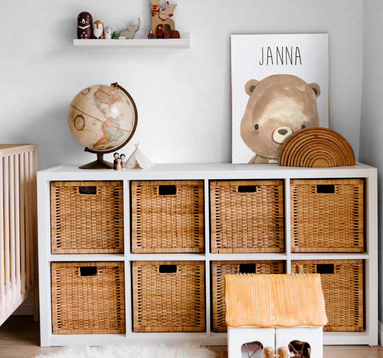 어린이 침실용 쿼드로 이름이 있는 아기 곰 - TenStickers