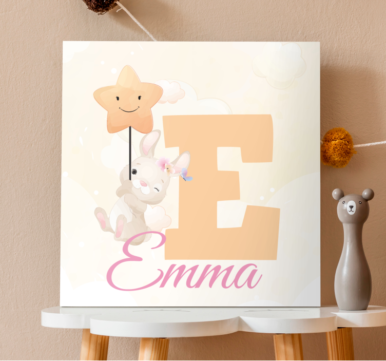 귀여운 동물 토끼 이름 개인화 캔버스 - TenStickers