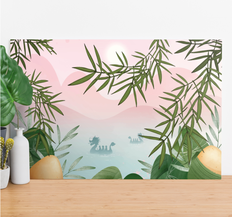 공룡이 있는 그림 웅장한 호수 생물 - TenStickers