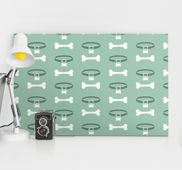 강아지와 함께 찍은 사진 뼈와 목줄 패턴 - TenStickers